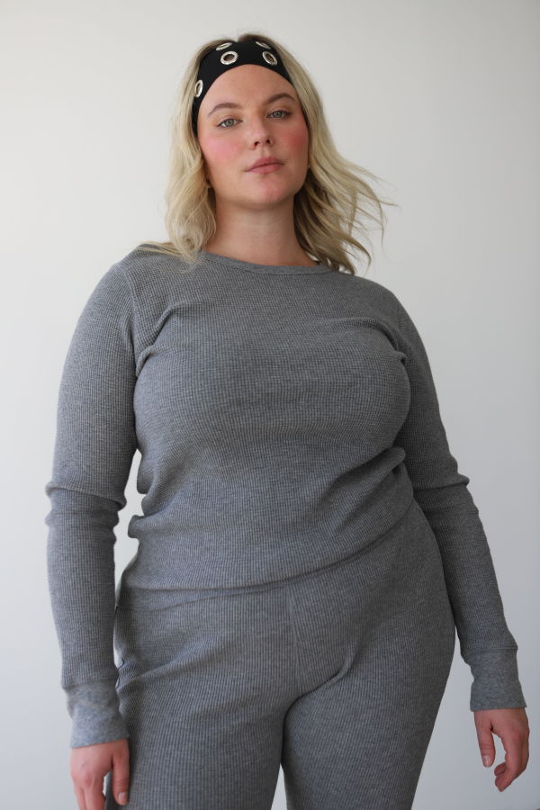 Noble Waffle Top - Heather Grey