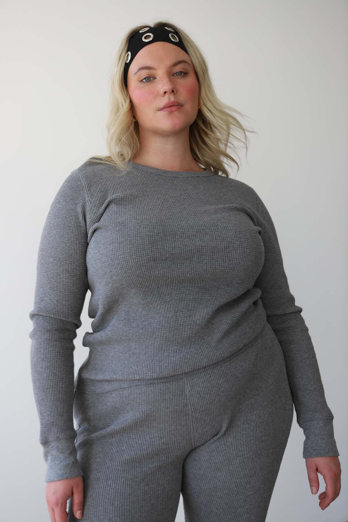 Noble Waffle Top - Heather Grey - Image 1 of 6