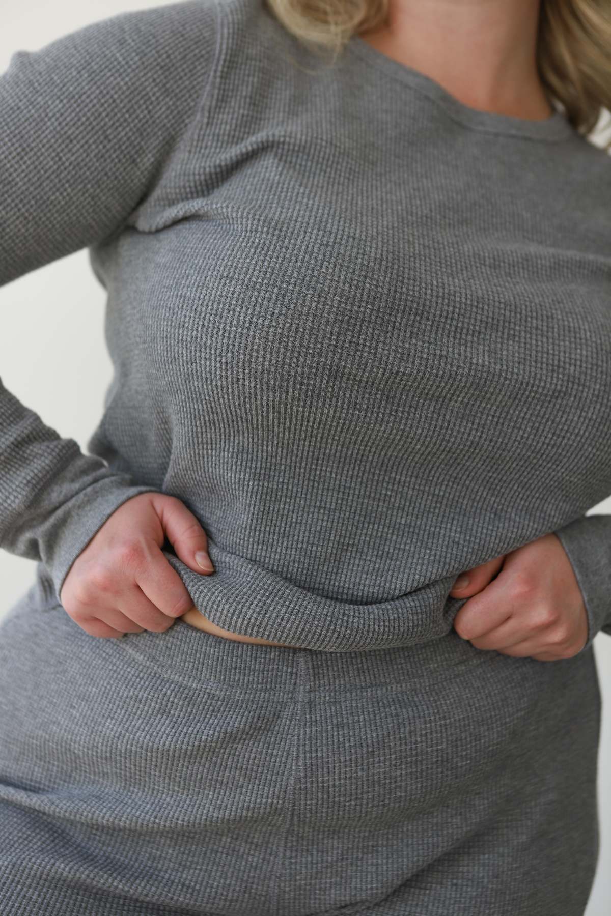 Noble Waffle Top - Heather Grey - Image 4 of 6