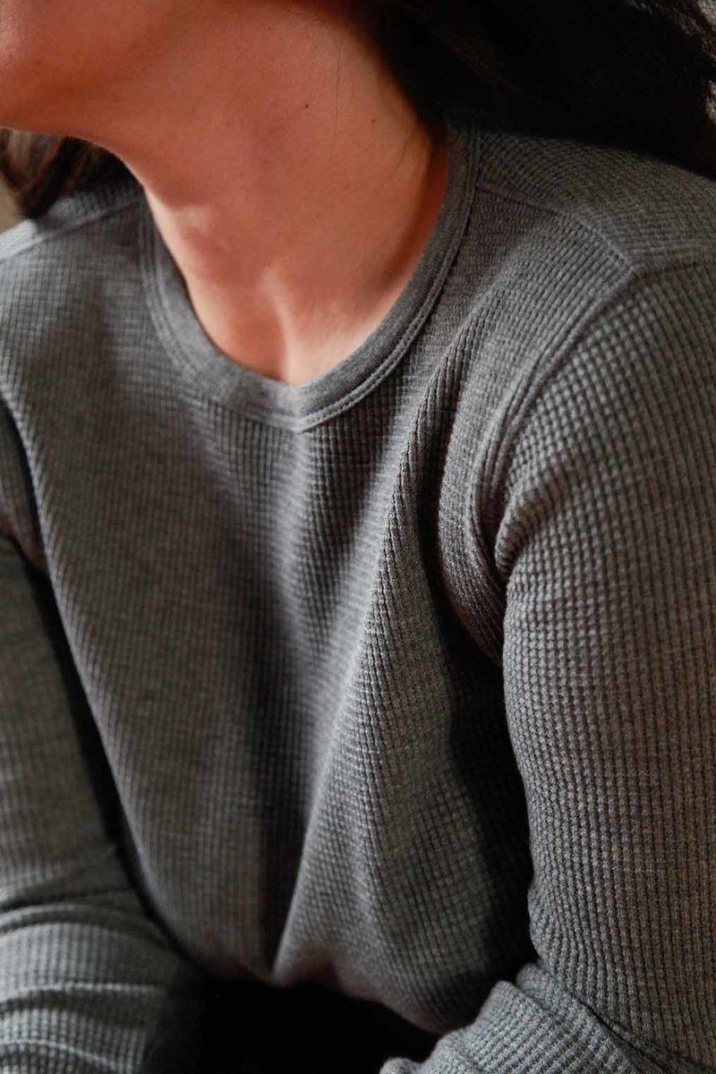 Noble Waffle Top - Heather Grey
