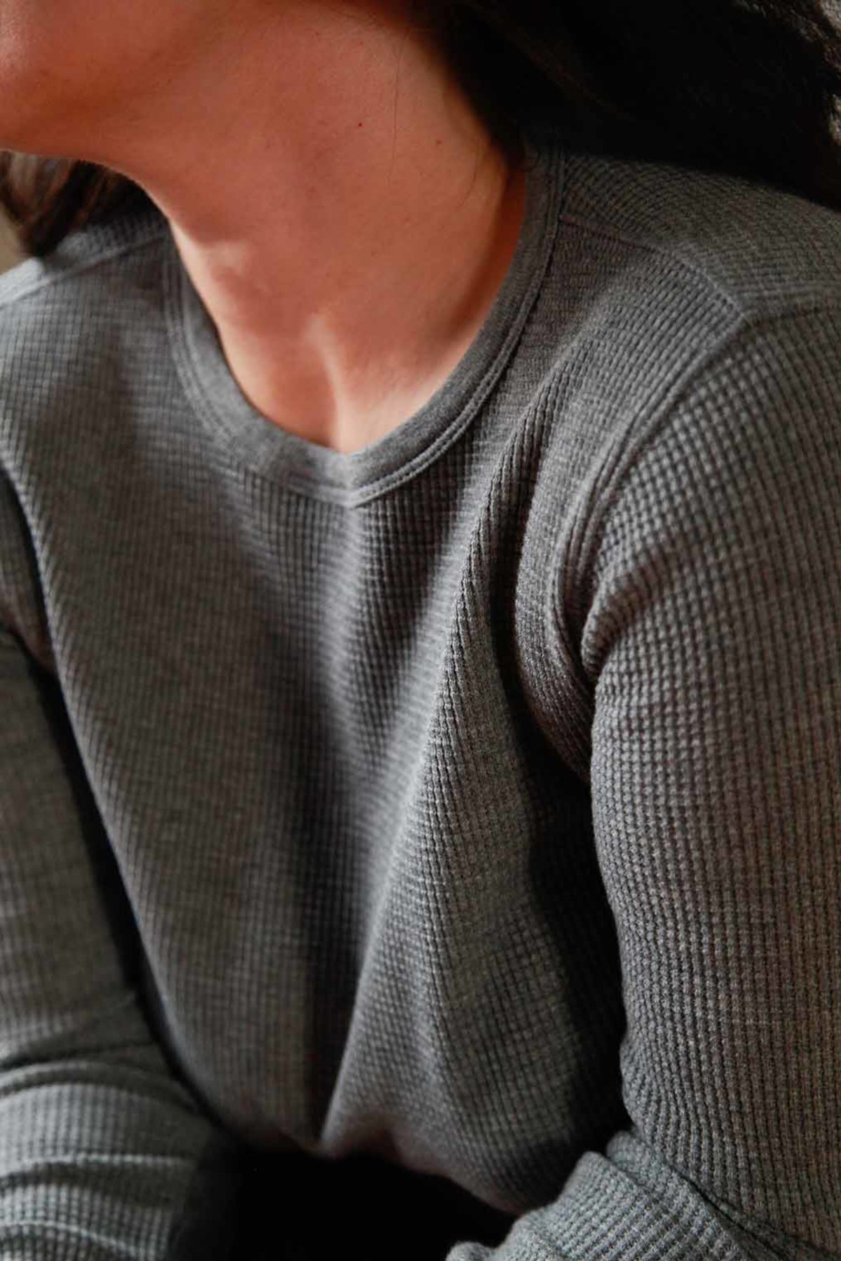 Noble Waffle Top - Heather Grey - Image 5 of 6