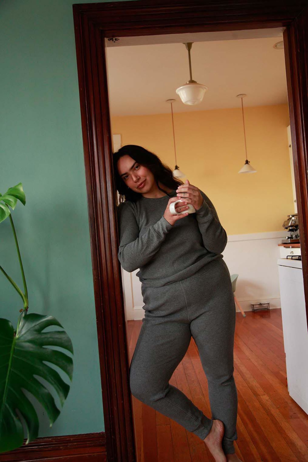 Noble Waffle Top - Heather Grey - Image 6 of 6