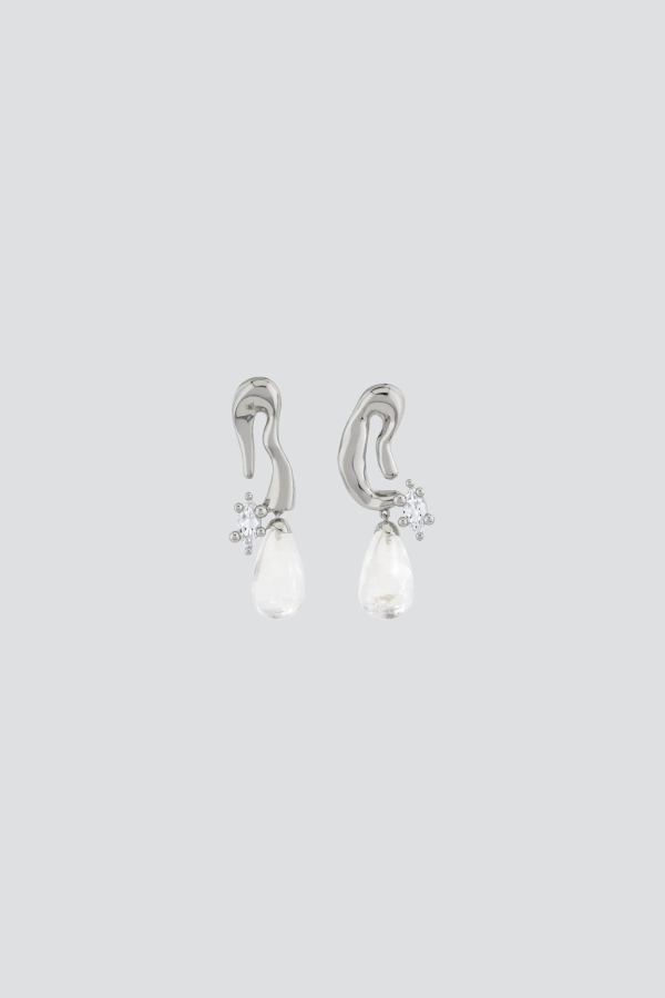Collina Strada Awe Inspired Silver Mini Petal Drop Earrings