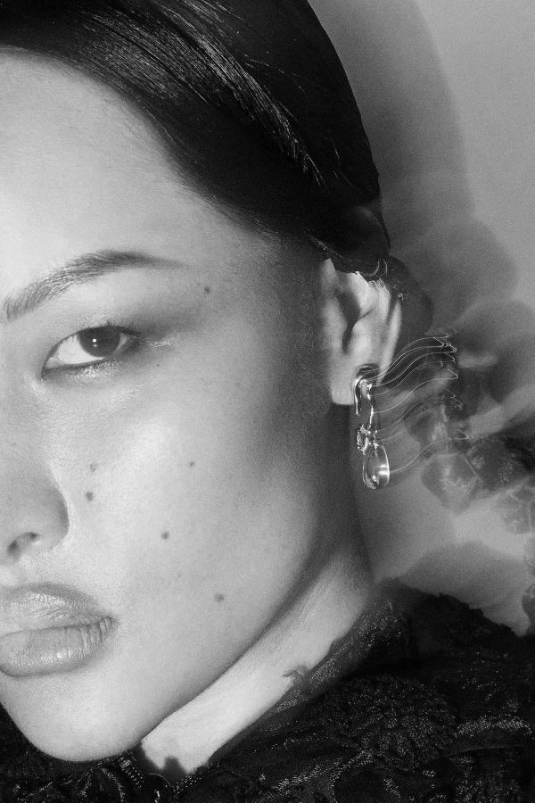 Collina Strada Awe Inspired Silver Mini Petal Drop Earrings