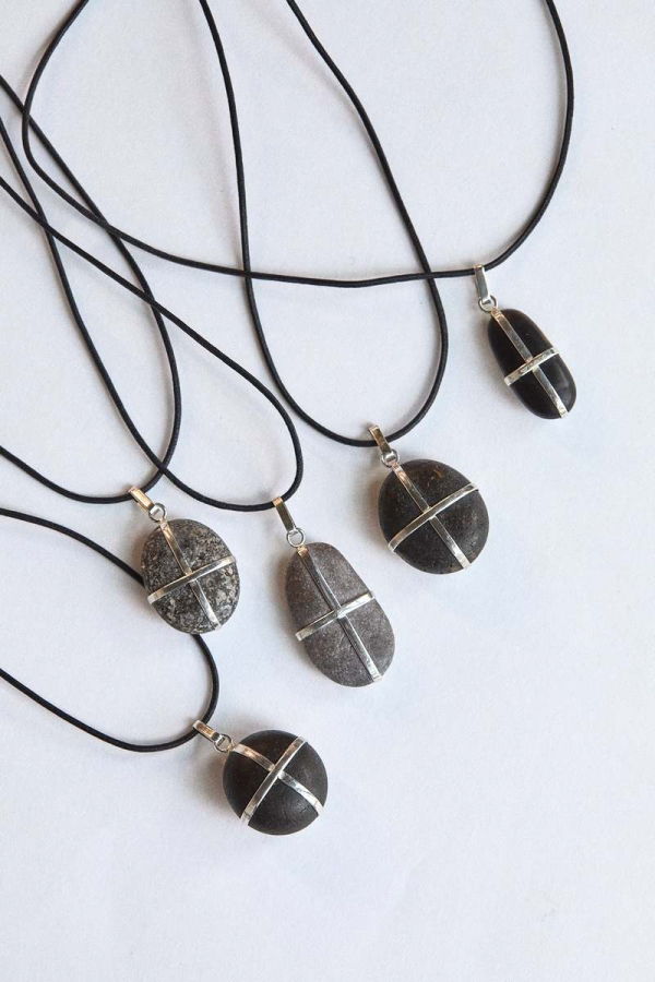 Nathalie Mathoulin Stone Pendant - Speckled Grey/Sterling Silver