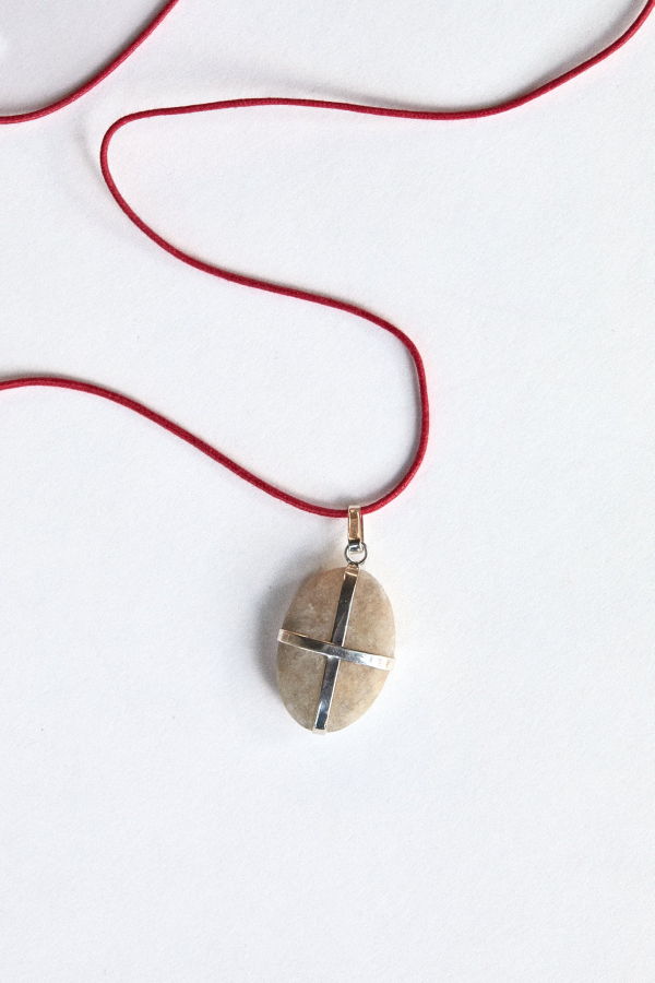 Nathalie Mathoulin Marbled Stone Pendant - White/Sterling Silver