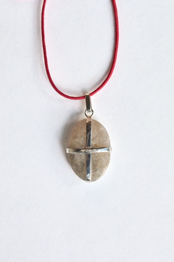 Nathalie Mathoulin Marbled Stone Pendant - White/Sterling Silver