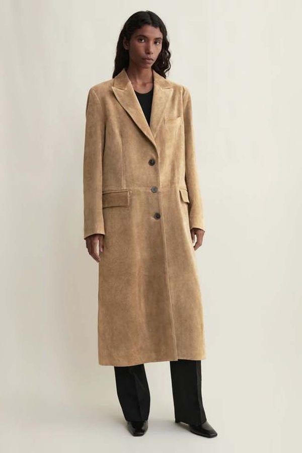 Arma Alisa Gritty Suede Coat - Beige