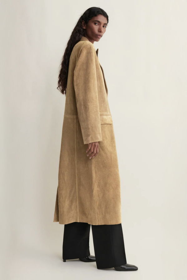 Arma Alisa Gritty Suede Coat - Beige