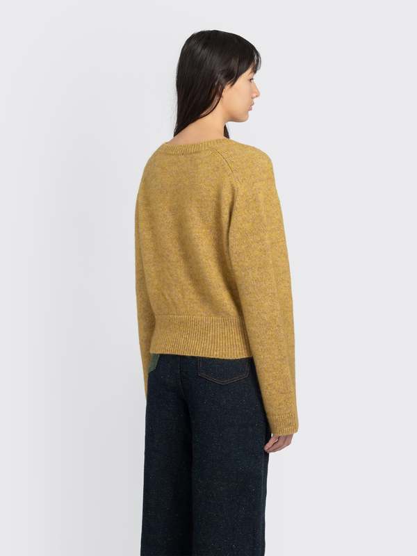 Ganni Brushed Mohair Deep V-neck Sweater - Yellow | Garmentory
