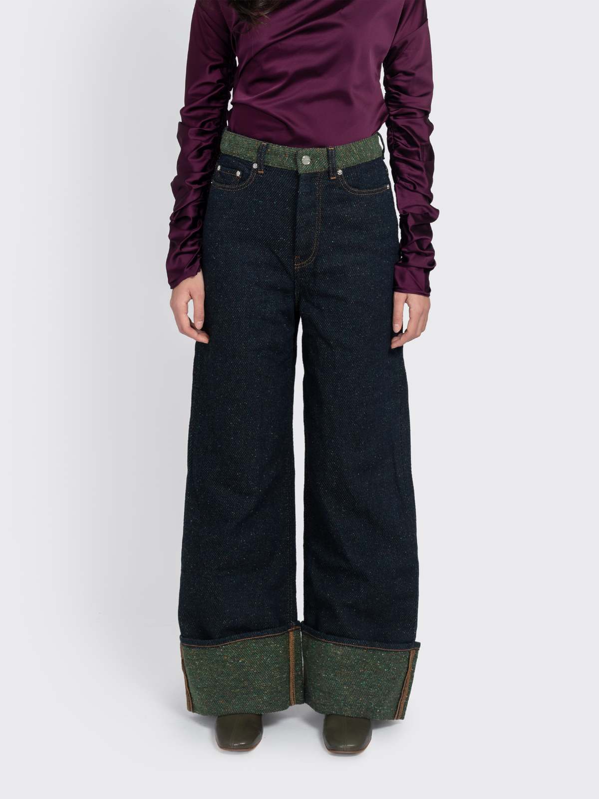 Ganni Twill Denim Baggy Jeans - Phantom - Image 1 of 4