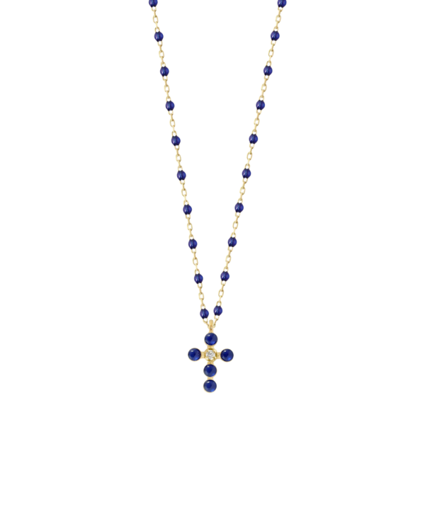 GIGICLOZEAU Mini Gigi Pearled Cross Necklace - Lapis