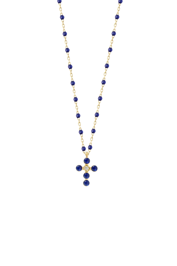 GIGICLOZEAU Mini Gigi Pearled Cross Necklace - Lapis