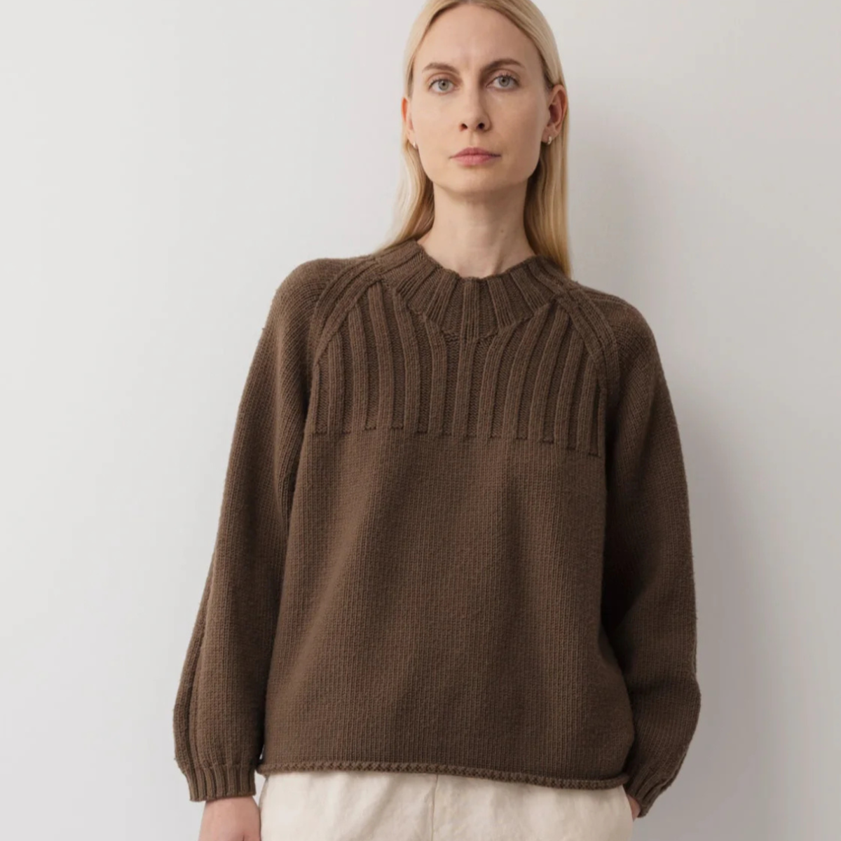 Wol Hide Rib Neck Pullover - Bark - Image 1 of 4