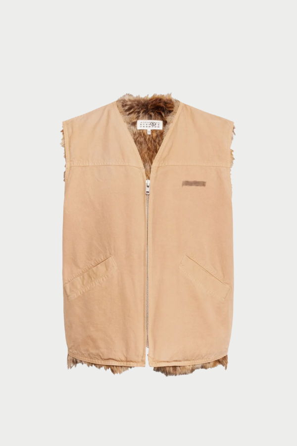 MM6 Maison Margiela Faux Fur Reversible Vest - Beige