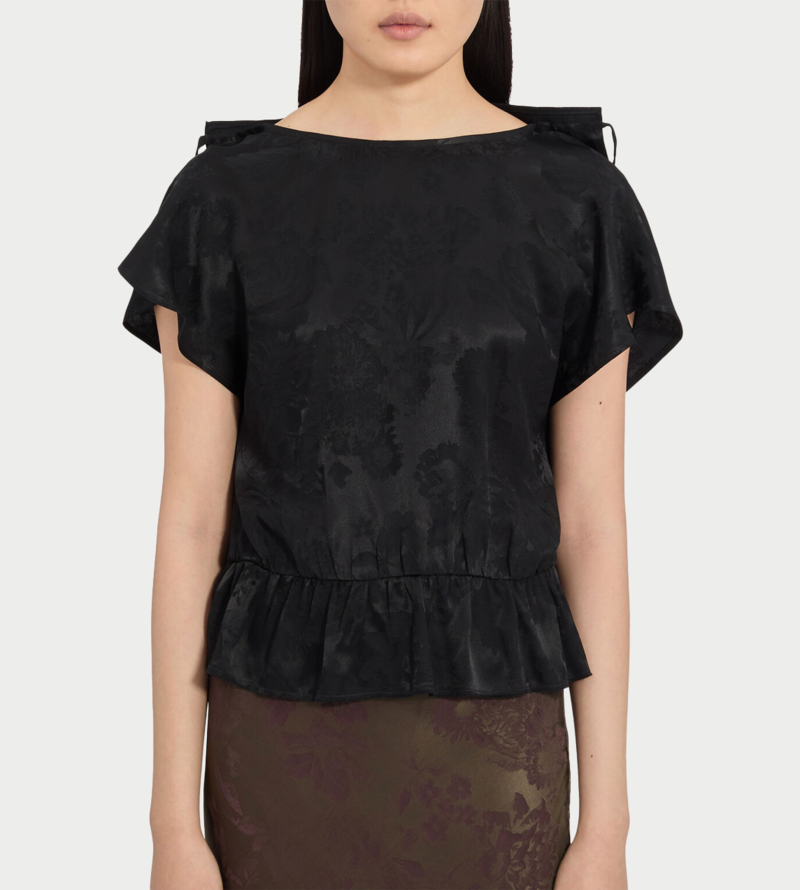 MM6 Maison Margiela Jacquard Short-Sleeved Top - Black