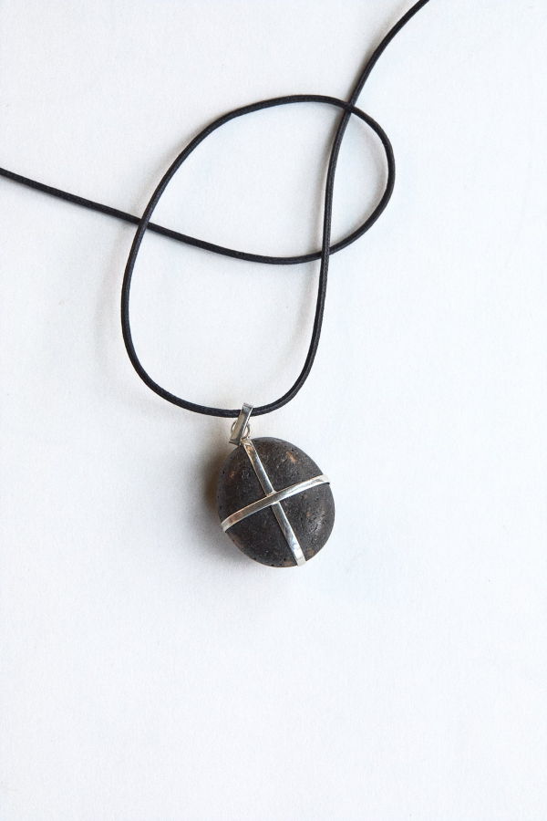 Nathalie Mathoulin Pendant - Grey Black Stone/Sterling Silver