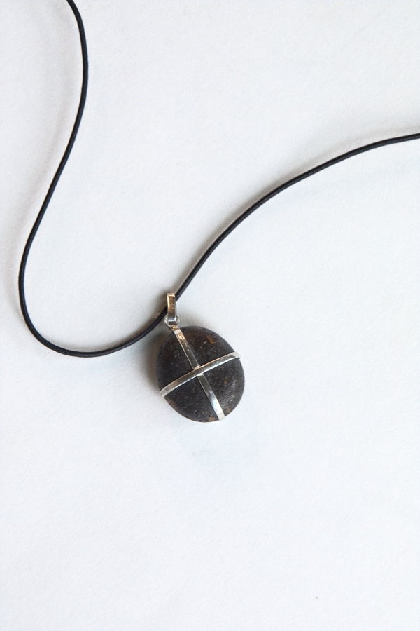 Nathalie Mathoulin Pendant - Grey Black Stone/Sterling Silver