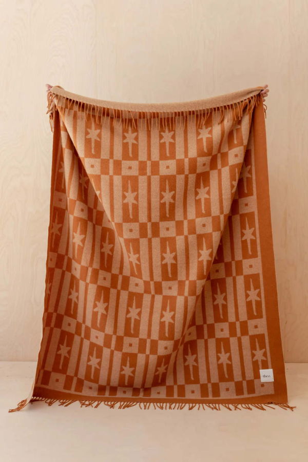 TBCo Lambswool Blanket - Almond Celestial Tile Jacquard Blanket