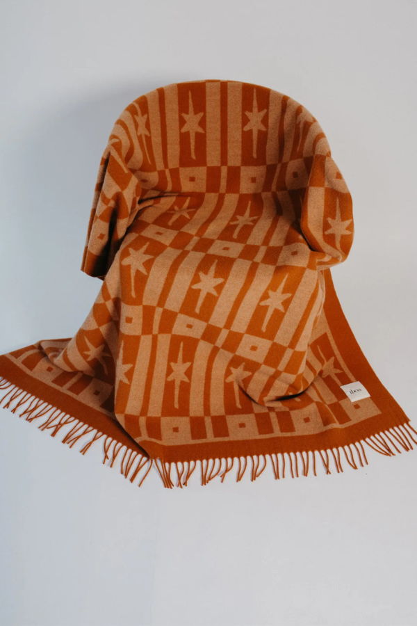 TBCo Lambswool Blanket - Almond Celestial Tile Jacquard Blanket
