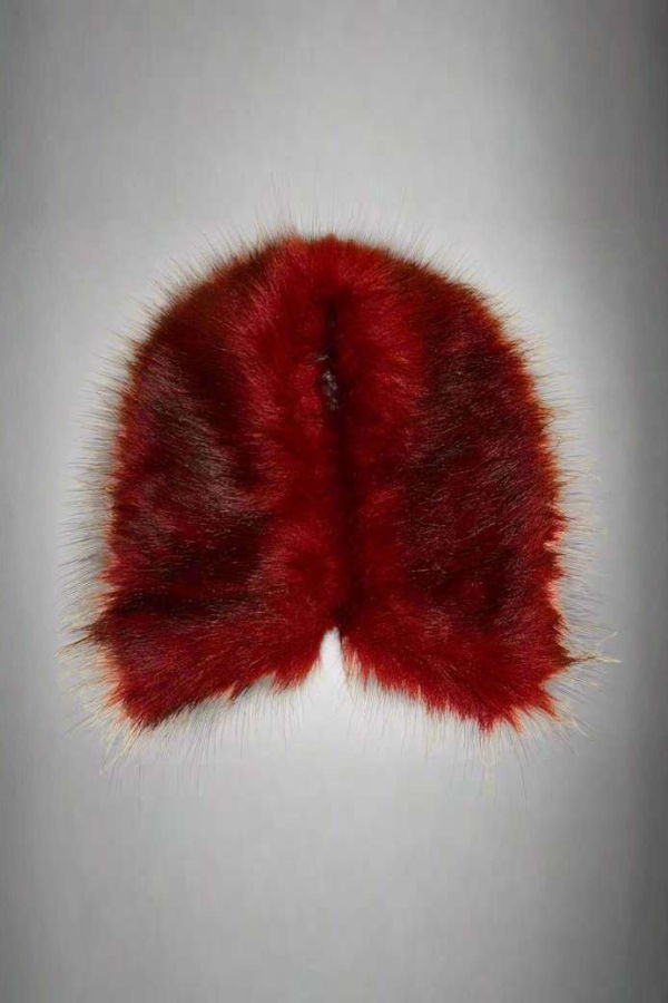 Lindsay Nicholas New York Red Faux Fur Collar