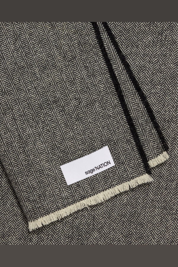 Sage Nation Scarf - Black/White Herringbone