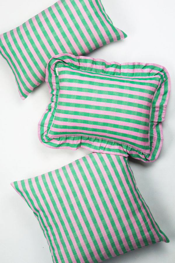 Archive New York Flora Stripe Ruffle Pillow