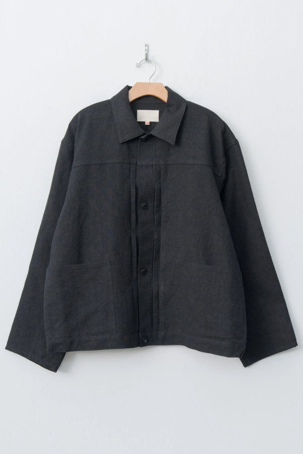 Yoko Sakamoto Max High Count Hemp Pleats Jacket - Black
