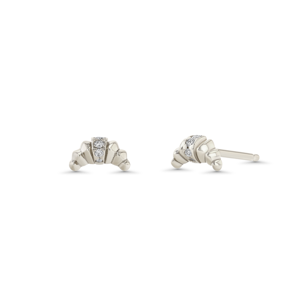 Lizzie Mandler Fine Jewelry Croissant Stud With Center Pav Row Earring