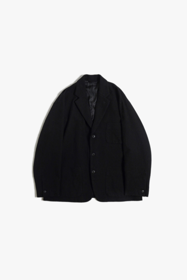 Yoko Sakamoto Silk / Cotton Brushed Flannel Oversized Jacket Black