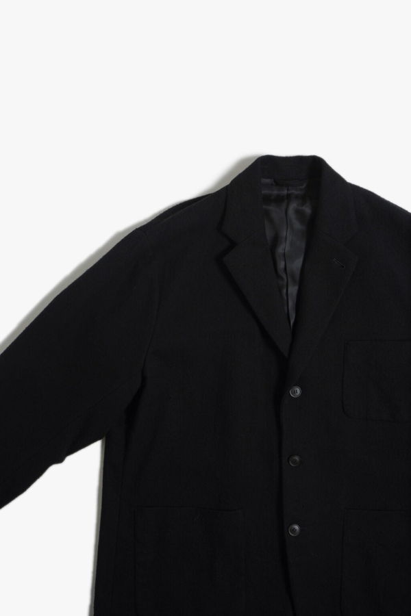 Yoko Sakamoto Silk / Cotton Brushed Flannel Oversized Jacket Black