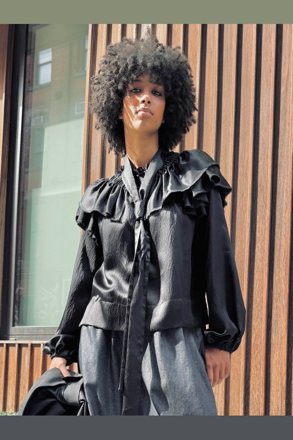 Yesaet Salome Silk Top - Black