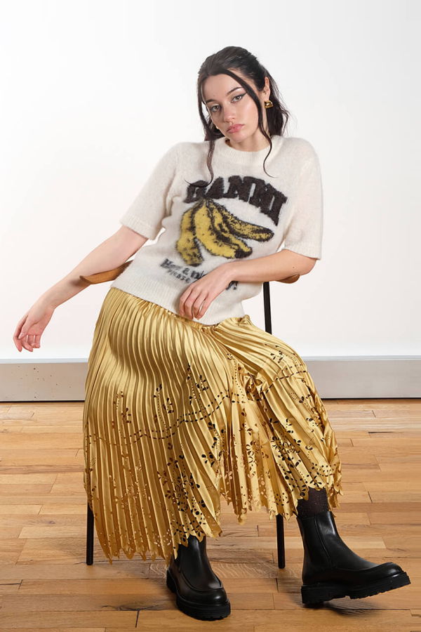 Ganni Graphic Banana Short Sleeve Jumper