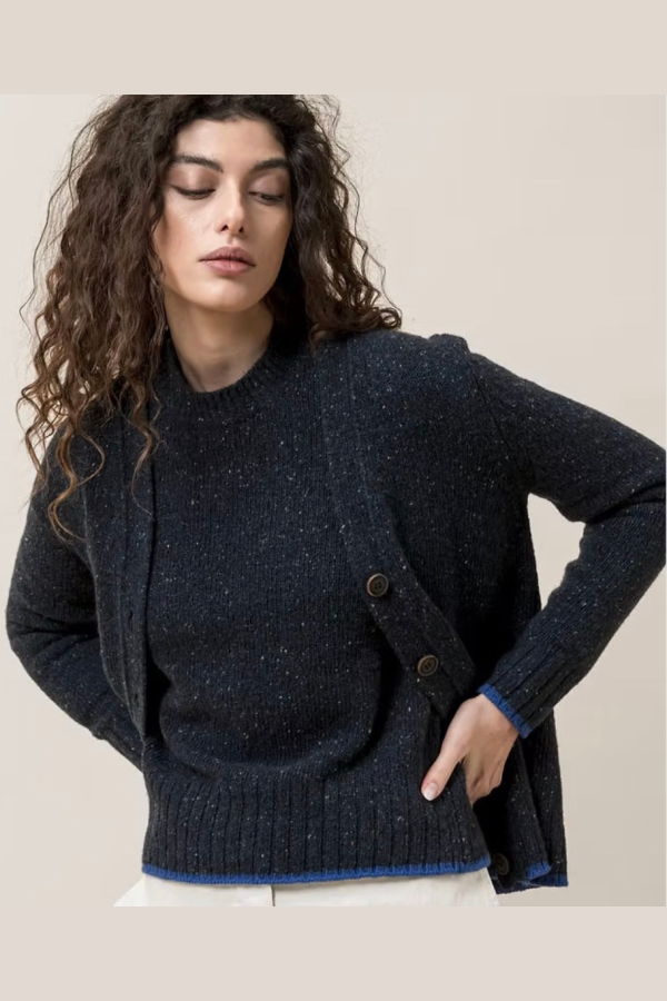 MJW Donegal Tweed Cardigan - Navy