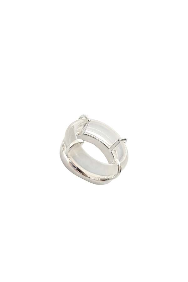 seree Cove White Jade Stone Sculpted Ring