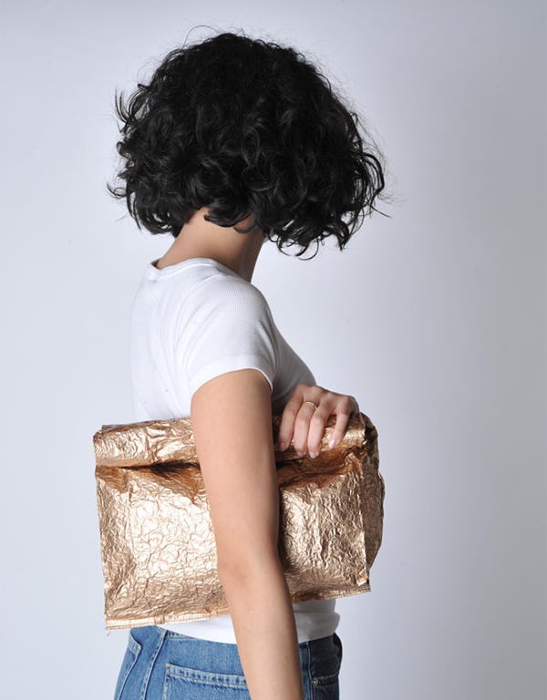 Zilla XL Metallic Foil Lunch Bag - Rose Gold