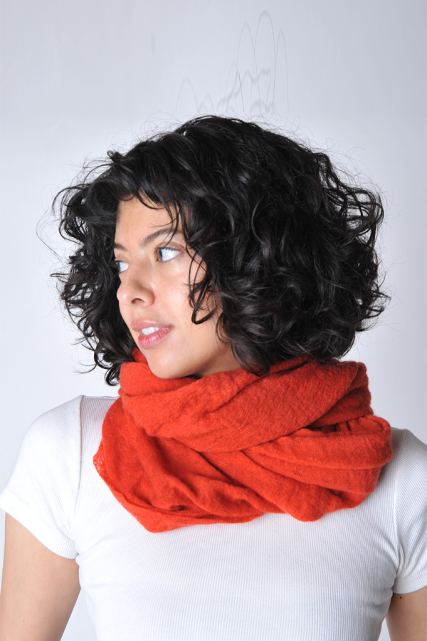 Botto Giuseppe Thick Flame Classic Knit Cashmere Tube Scarf - Orange