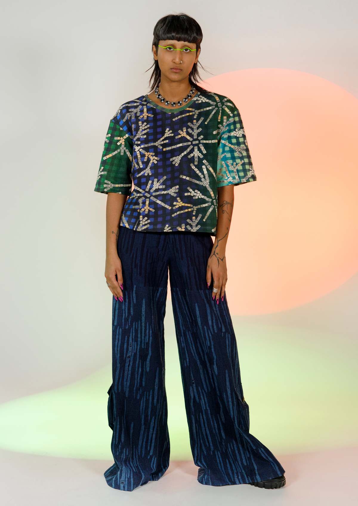 abacaxi Wide-Leg Pant - Colorblock Indigo - Image 6 of 6