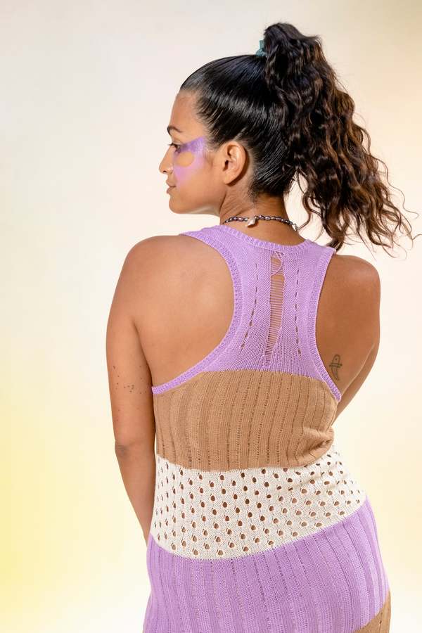 Abacaxi Racerback Crochet Dress - Multi Stripe