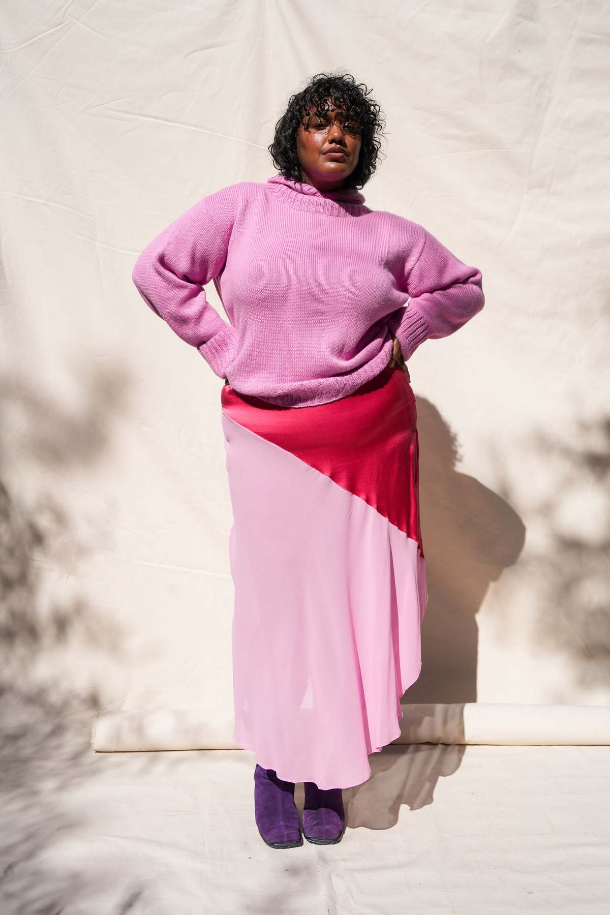 Abacaxi Silk Two-Tone Bias Slip Skirt - Image 1 of 10