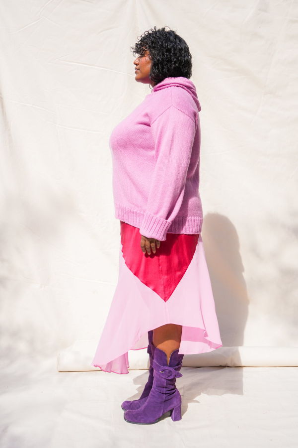 Abacaxi Silk Two-Tone Bias Slip Skirt