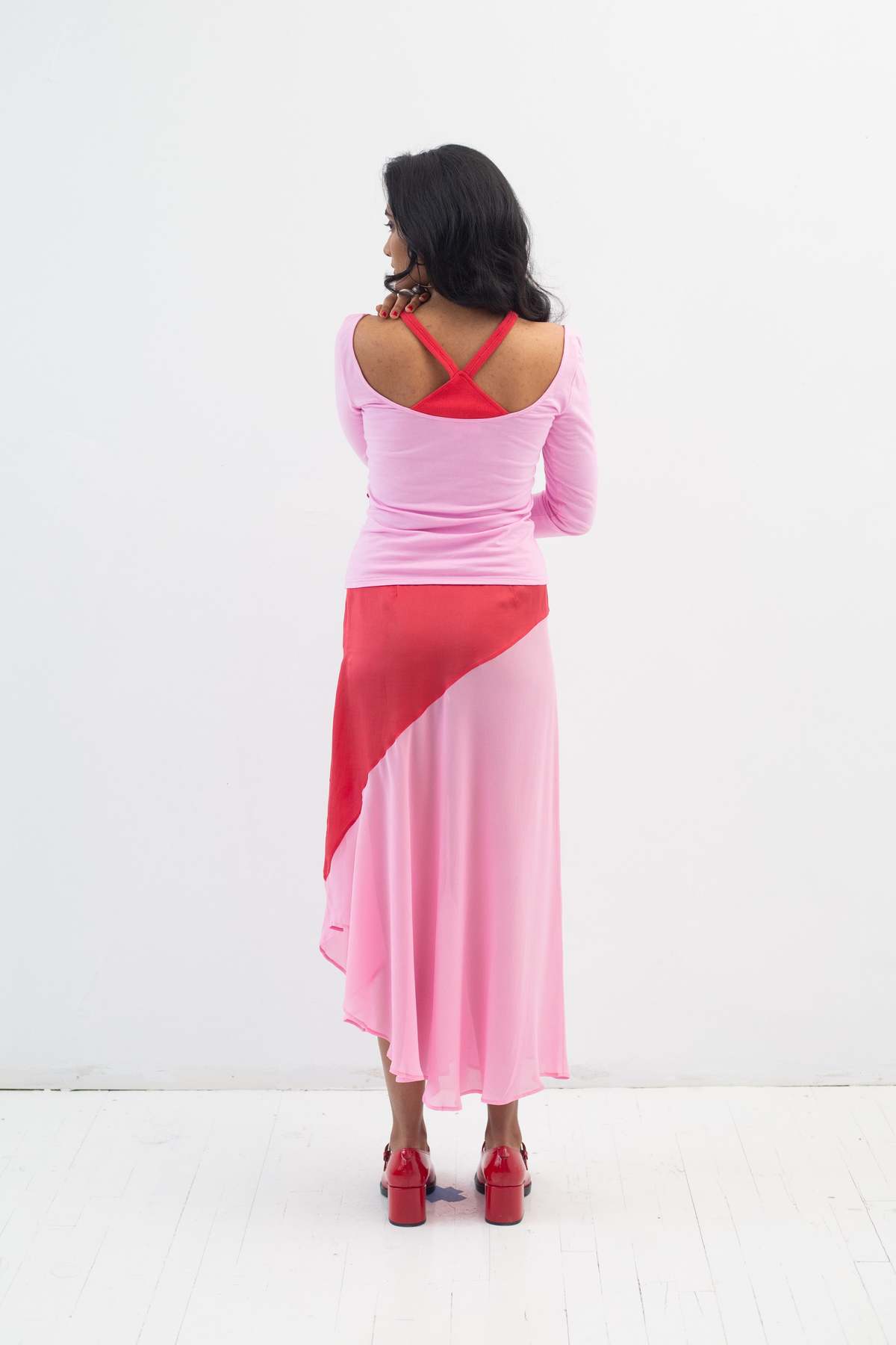Abacaxi Silk Two-Tone Bias Slip Skirt - Image 8 of 10