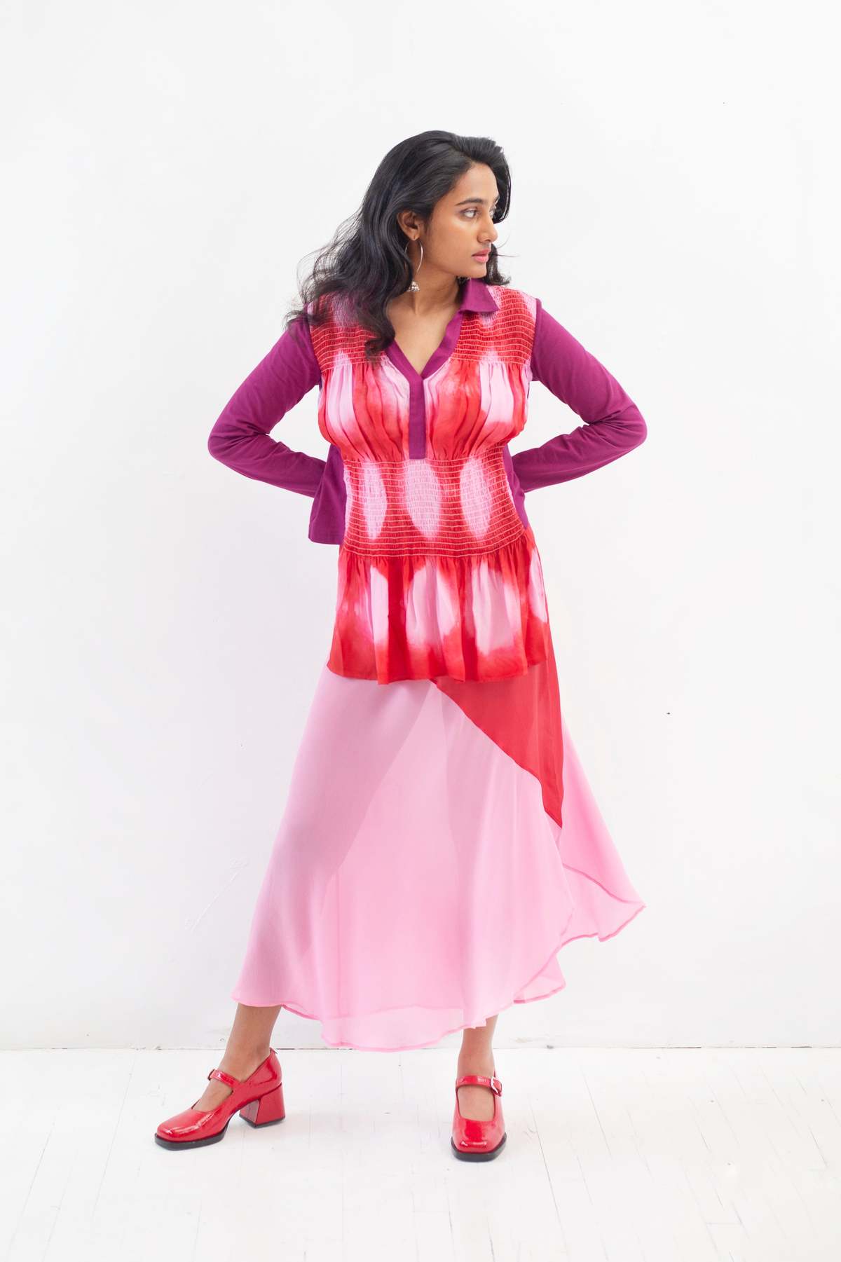 Abacaxi Silk Two-Tone Bias Slip Skirt - Image 9 of 10