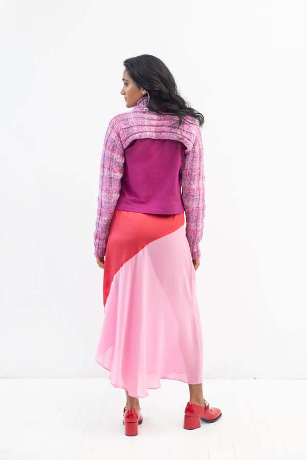 Abacaxi Silk Two-Tone Bias Slip Skirt