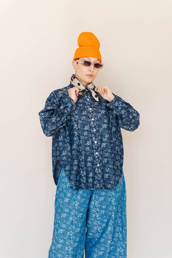 Nettle Studios Floral Chambray Button Up Shirt