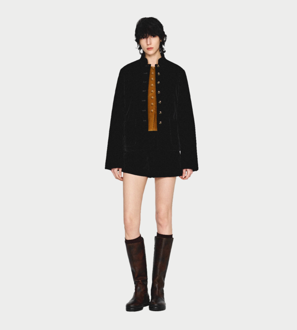 INTO THE EAST Velvet Embroidered Stand Collar Jacket