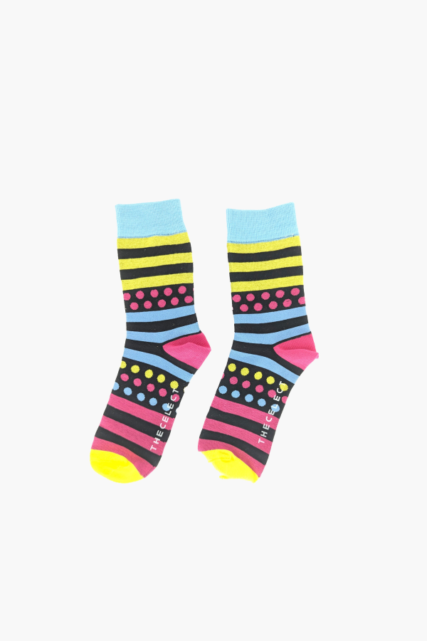 THE CELECT Polka Dot Stripe Socks - Hot Pink