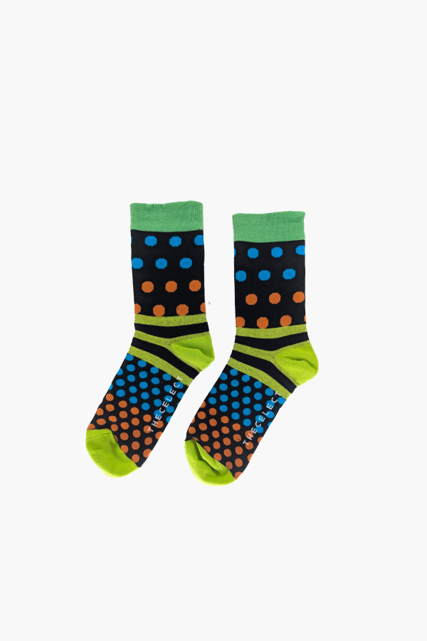 THE CELECT Polka Dot Stripe Socks - Lime Green