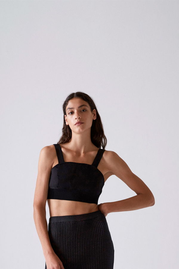 Diarte Moira Egyptian Cotton Top - Black