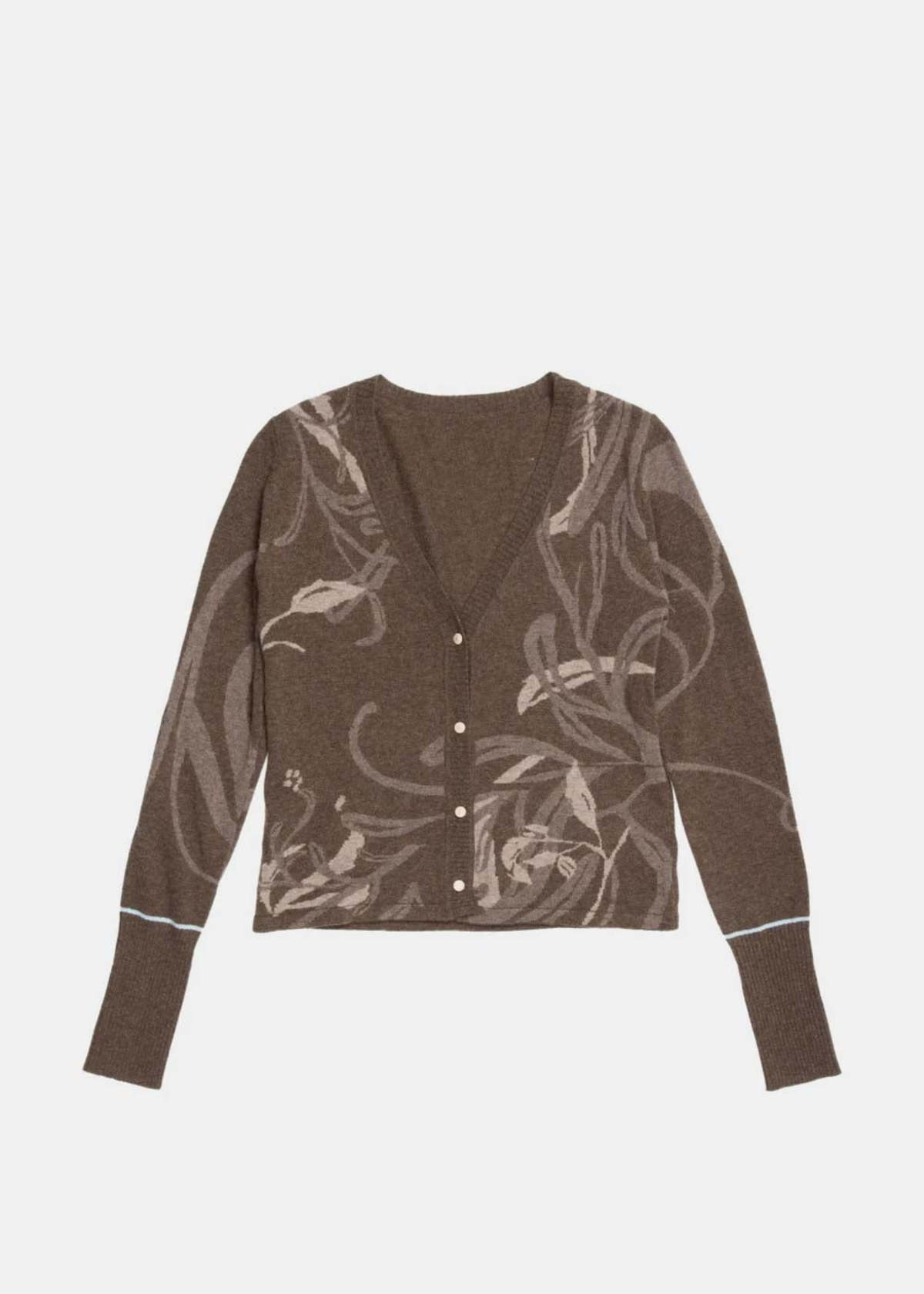 YANGKEHAN Brown Floral-Print Buttoned Cardigan - Brown Floral - Image 1 of 2